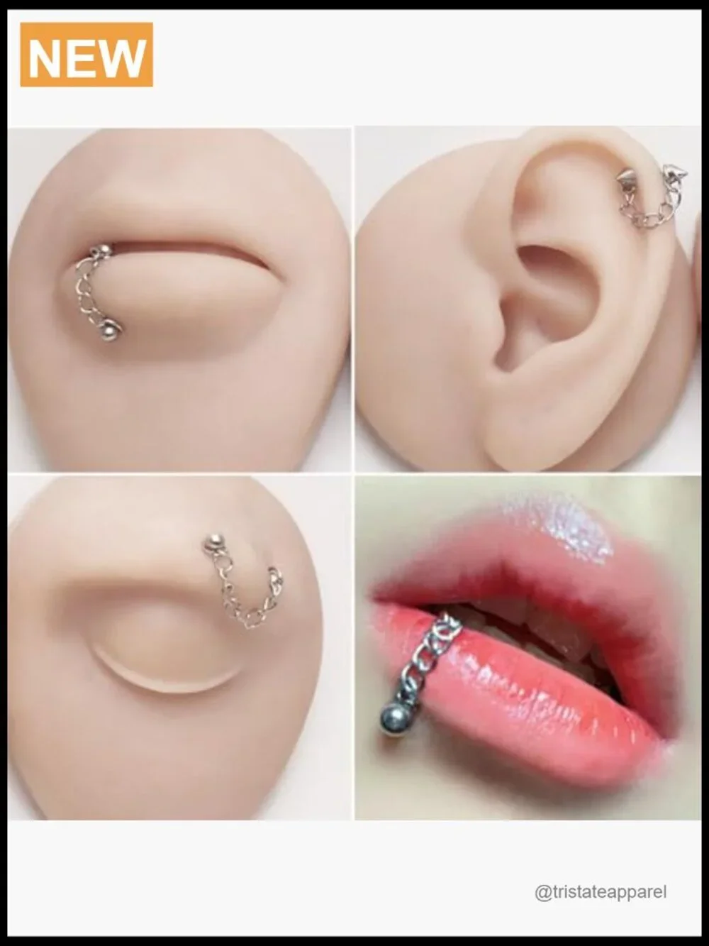 3Pcs 316L Stainless Steel Lip Rings Snake Bite Piercing Set